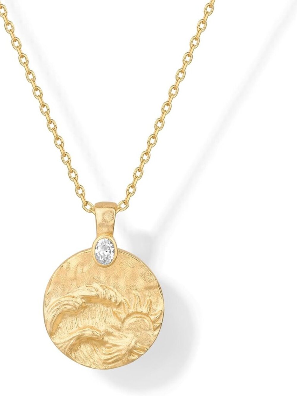 14K Gold Plated Engraved Mantra Coin Pendant Necklace for Women - Stylish